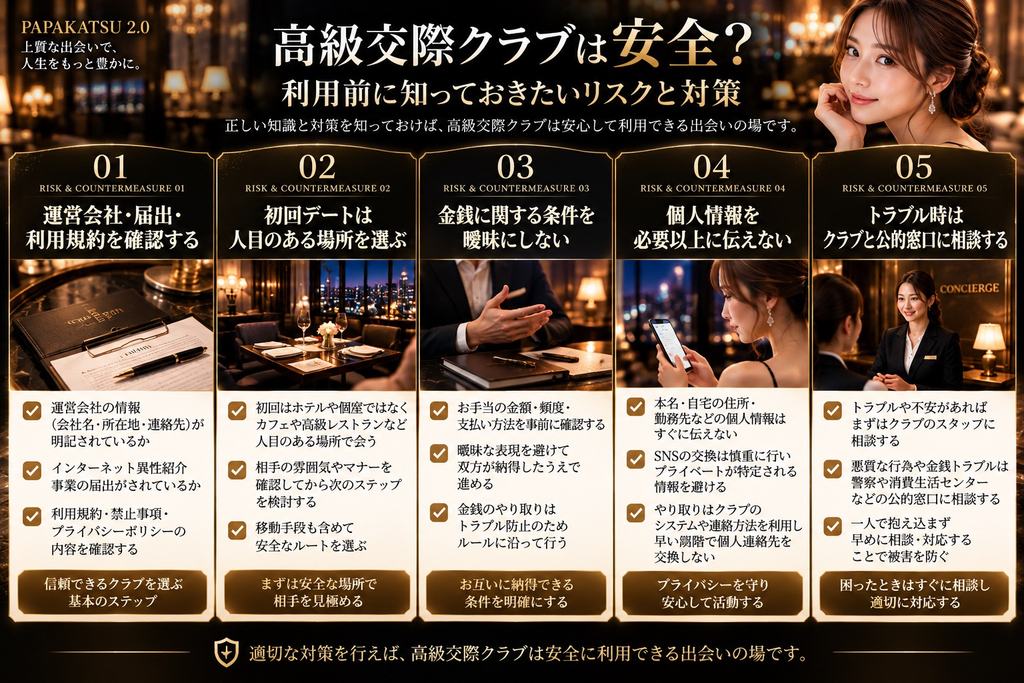 高級交際クラブの利用前に知っておきたいリスクと対策まとめ